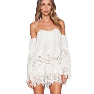 Stone Cold Fox White Lace Off-Shoulder Cover-Up